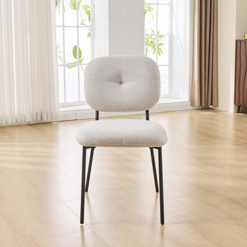 Chaises de salle à manger rembourrées, Noir, Blanc