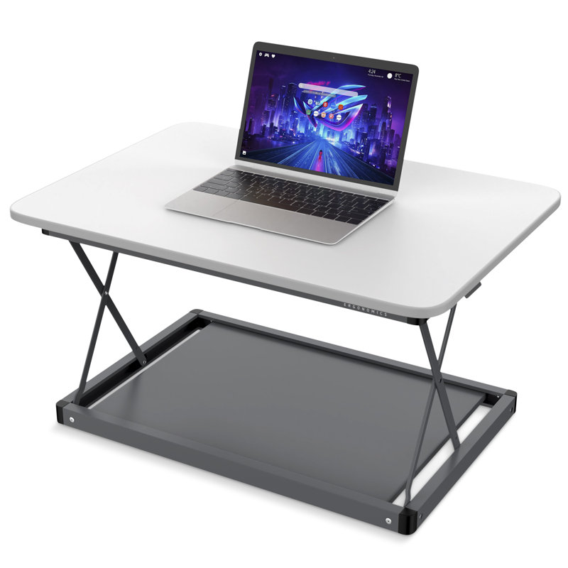 Uncaged Ergonomics® Changedesk Mini Desktop Standing Desk Converter, White, White/Gray