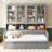 Wooden Daybed With Glass-Door Storage Cabinets, Built-In Led Lighting And Shelves-232889883-232889882