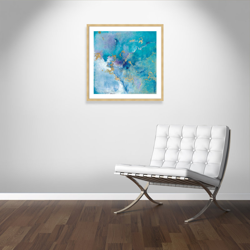 Golden Edge II - Peinture, Papier avec cadre brun, H 32,5 po x l 32,5 po x P 2 po, Blanc