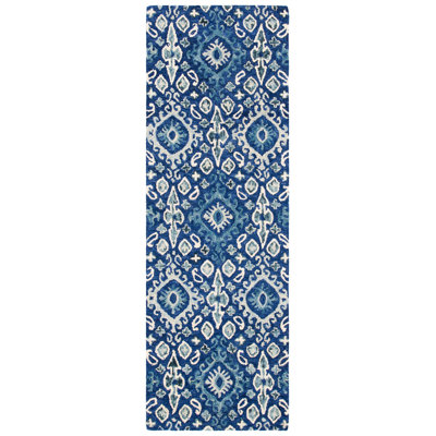Tapis bleu marine en laine touffeté à la main Vahakn