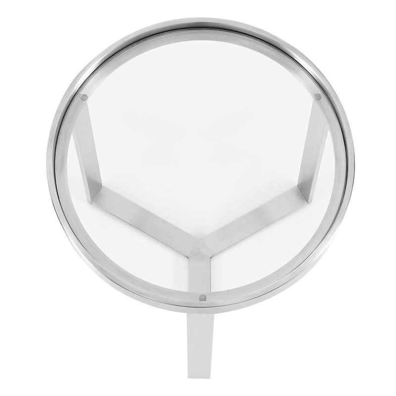Silver Round Metal and Glass Accent Side Table