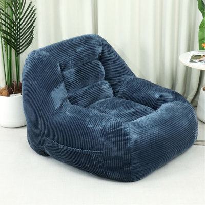 Mini canapé Fluffy Cloud en velours côtelé bleu, fausse fourrure douce, sans assemblage, pour dortoir, chambre à coucher et salon, fauteuil ergonomique, profondeur 33,47 po, largeur 38,03 po, hauteur 27,78 po, chaise