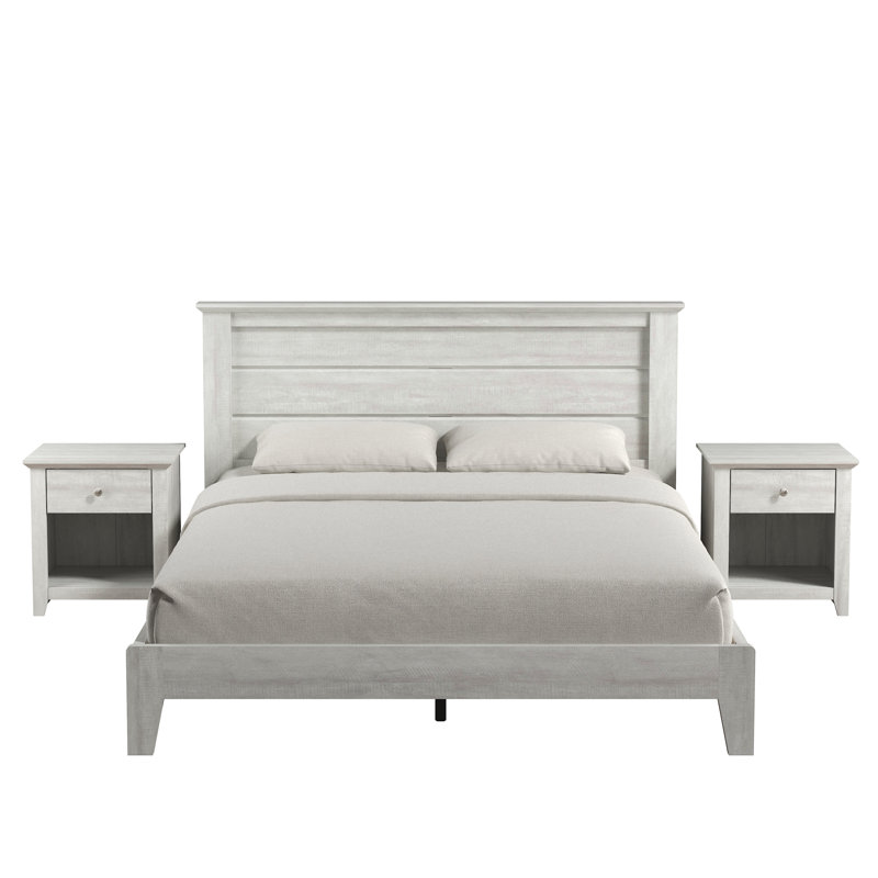 Tevrat 3 Pieces Bedroom Sets, Queen, Dusty Gray Oak