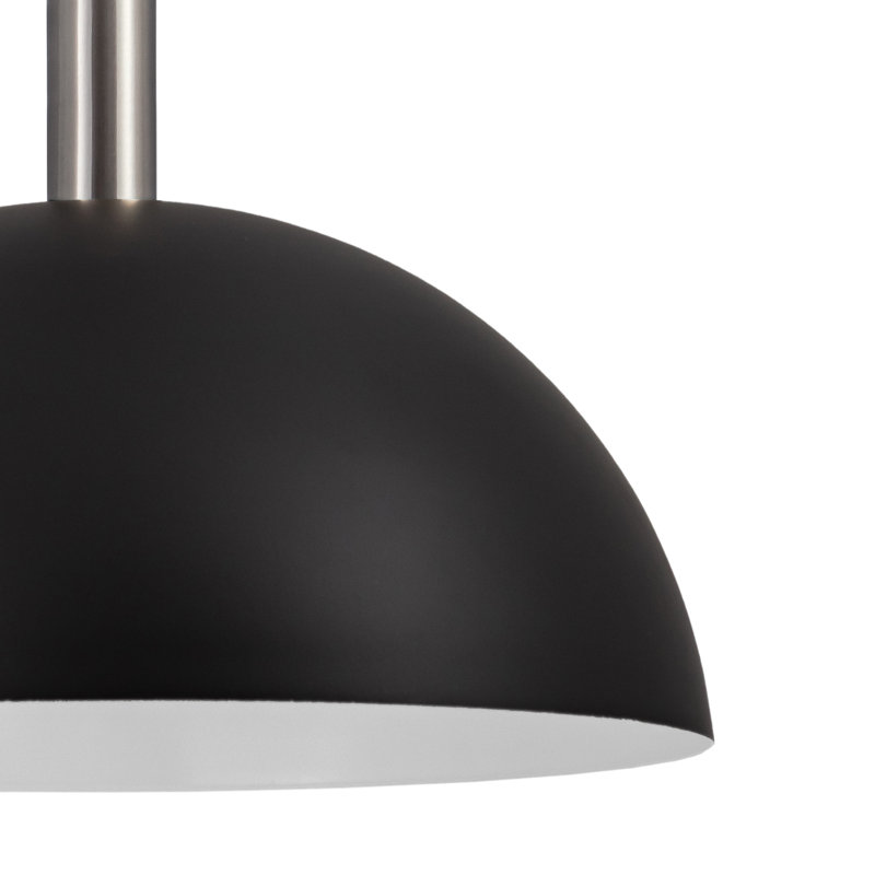 Luminaire suspendu dôme 1 lumière moderne, Nickel brossé, Noir