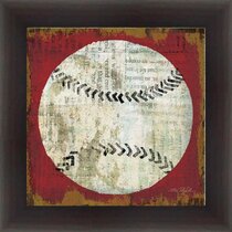 Stupell Industries Vintage Home Run Weathered Baseball Sports Sign Graphic Art White Framed Art Print Wall Art, Design by Katrina Craven