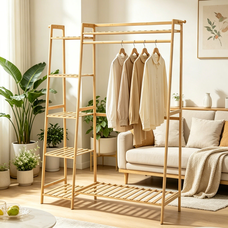 Adjustable Clothing Rack, Brown