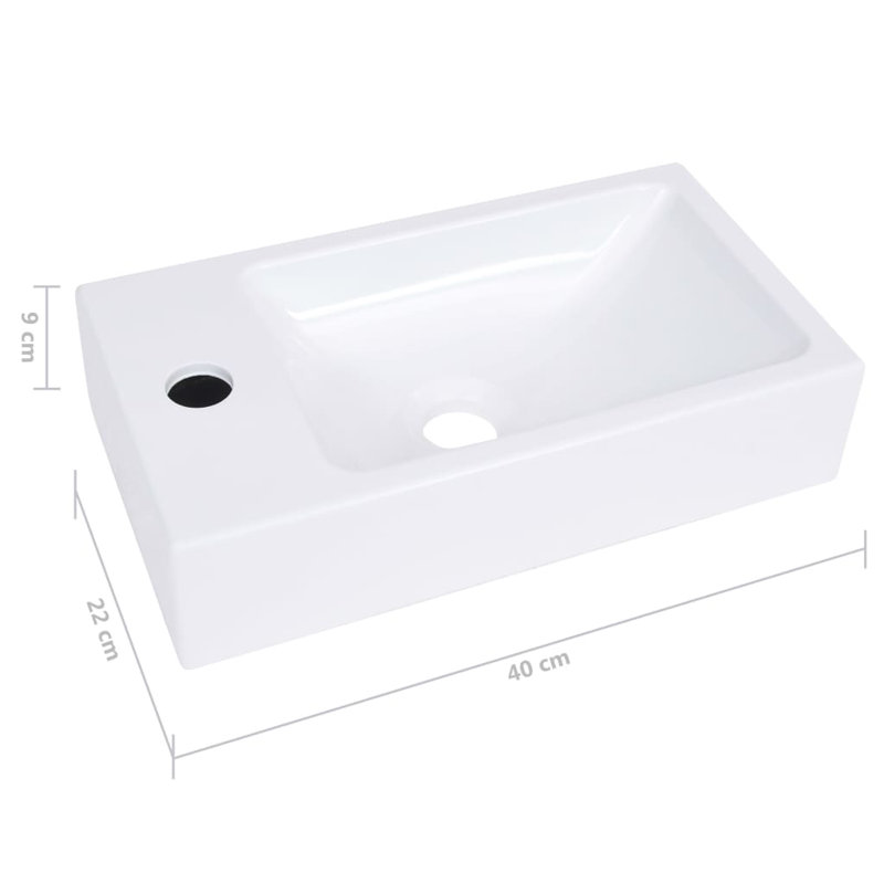 White SMC Rectangular Bathroom Wash Basin with Faucet Hole