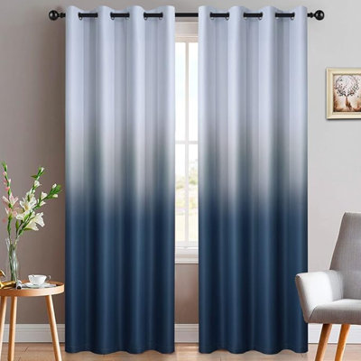 Rideaux occultant et obscurcissant Yakamok pour rideaux occultants et isolants en polyester avec œillets de chambre à coucher (bleu marine, 2 panneaux, 52 po x 84 po)
