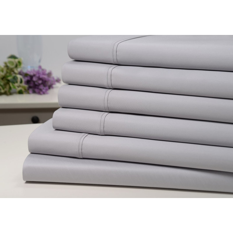 Ensemble de draps en coton bambou 1500 fils Kathy Ireland, Argent, Double