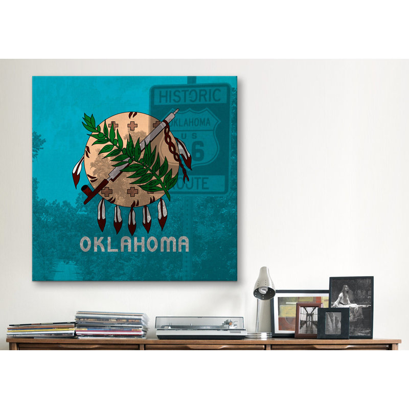 « flags oklahoma route 66 », impression sur toile, H 12 po x l 12 po x P 0,75 po