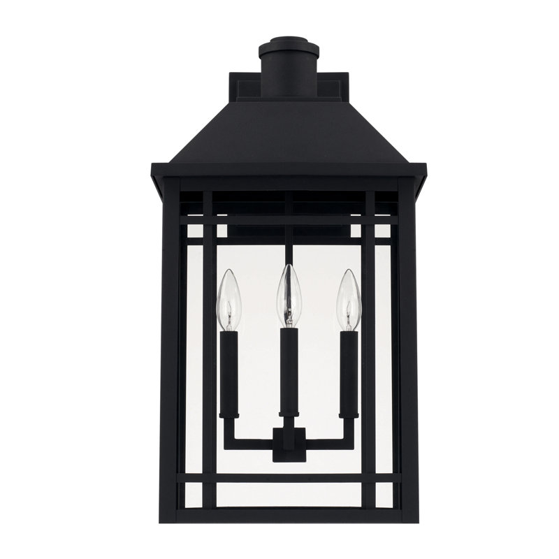 Lanterne murale d'extérieur à 3 ampoules Claycomo H 23 po, Noir