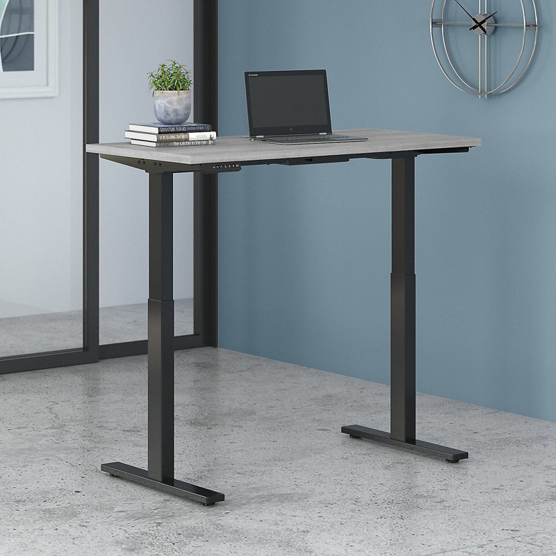 Adjustable Metal Base Standing Desk, Platinum Gray/Black, 47.68" H x 47.59" W x 29.37" D