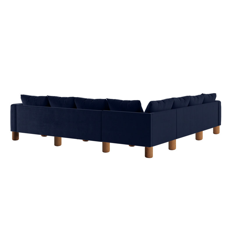 Essential 7-Seat Corner Sectional, Indigo Recycled Velvet, Cylinder