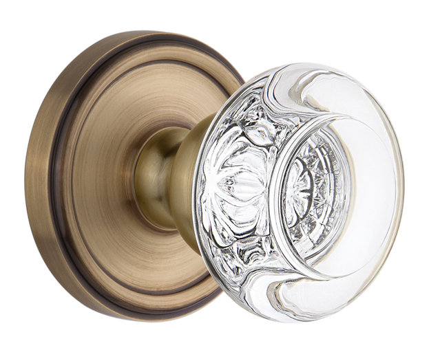Rosace double avec bouton de porte en cristal Grandeur Georgetown Rosette, Laiton rétro