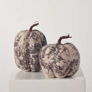 Cream & Mauve Chinoiserie Toile Print Fabric Plush Pumpkin Thanksgiving Fall Decor