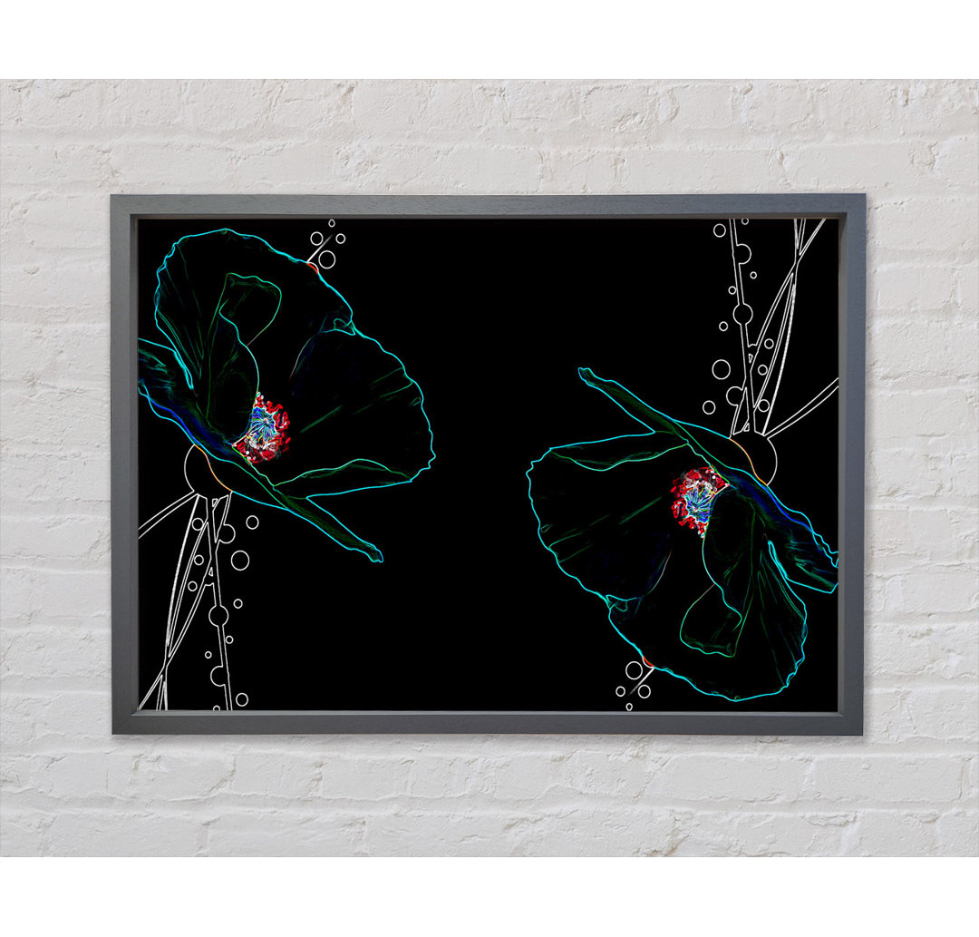 Abstrakt Neon Floral 09 Gerahmter Druck