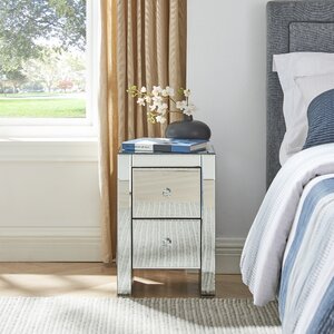 2-drawer Mirrored Nightstand End Tables