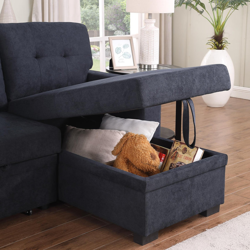 Canapé-lit modulaire réversible en tissu tissé, Gris foncé