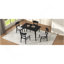 Ensemble de salle à manger 5 pièces de style Mid-Century moderne, structure en bois d'hévéa, une table et 4 chaises rembourrées, noir et gris clair-646919354