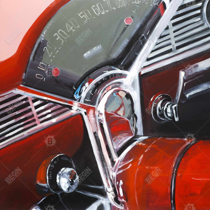 Vintage car dashboard - 32"x32" art on canvas