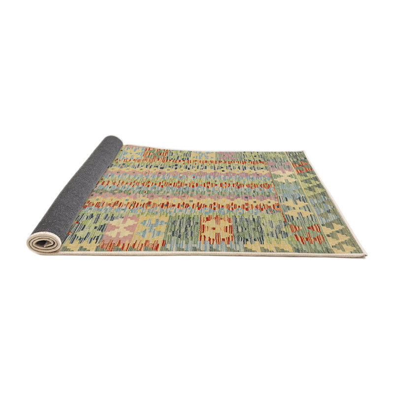 Tapis de mer vert/orange contemporaine, Rond 3 pi