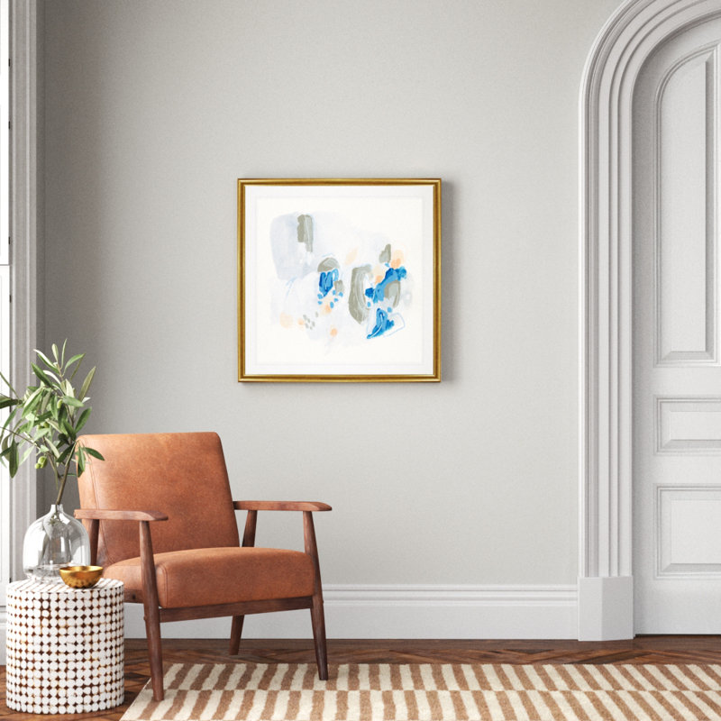 Liquide Blueprint IX - reproduction d'art, H 30,5 po x l 30,5 po x P 1,5 po, Cadre doré