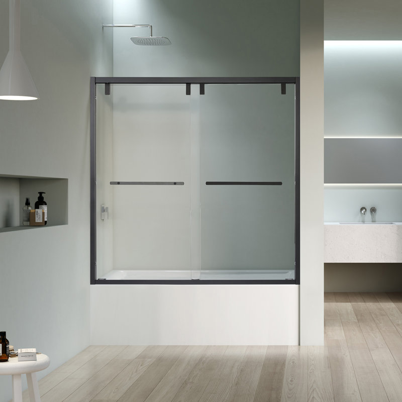 56'' - 60'' W x 58'' H Bypass Framed Tub Door with Clear Glass