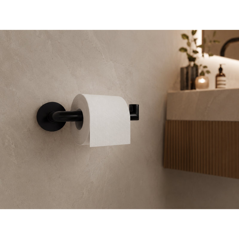Wall Mounted Toilet Paper Holder in Stainless Steel with Black Finish