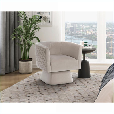Fauteuil d'appoint pivotant en velours brun clair taupe, fauteuil de confort en bois massif cousu à losanges pour adultes, meubles de salon