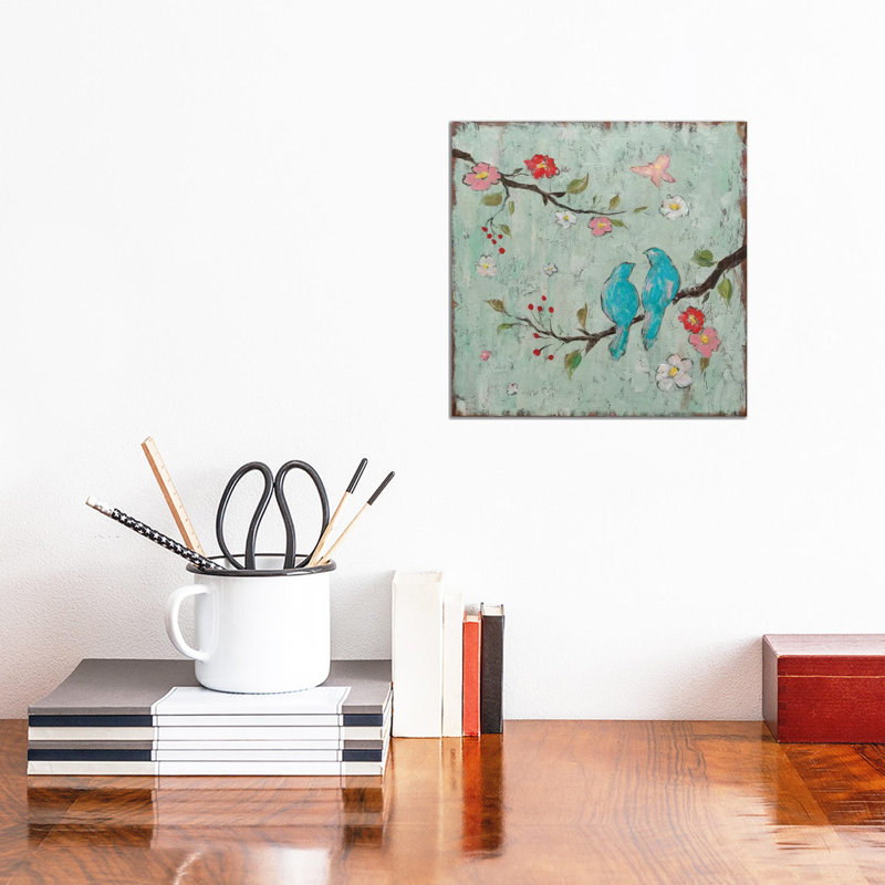 Love Birds I by Katy Frances - Painting on Canvas, 30.48 cm H x 30.48 cm W, Wrapped Canvas