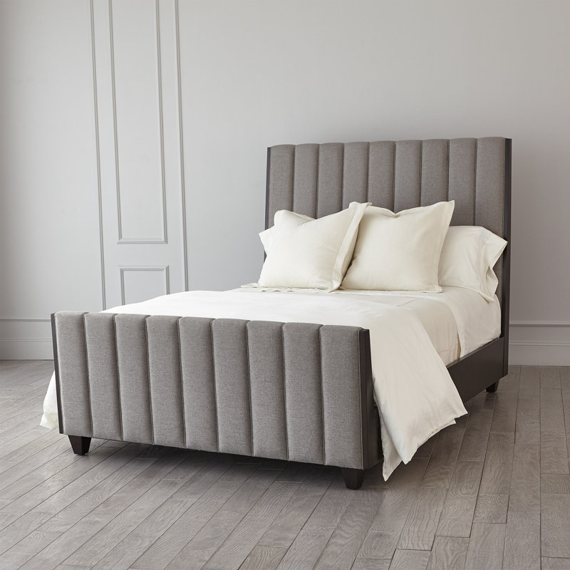 Channel Upholstered Platform Bed, Dark Gray, King