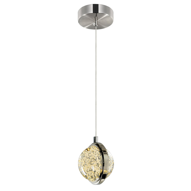 4 in LED Integrated Polished Nickel Pendant
