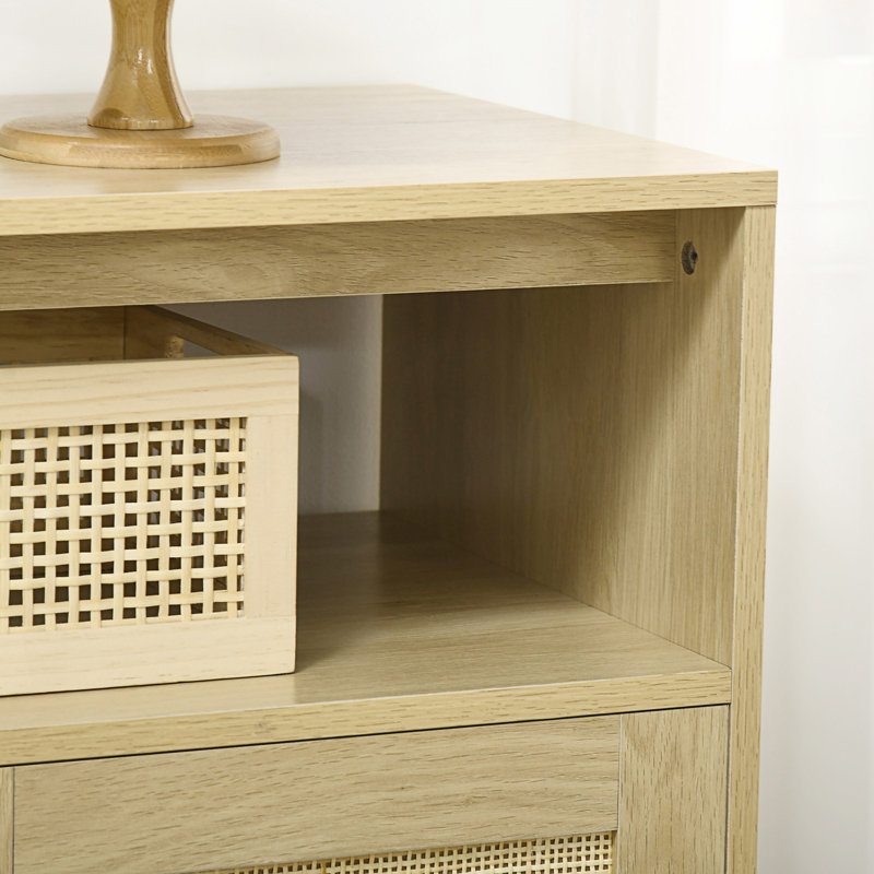 Buffet avec portes en rotin Boho