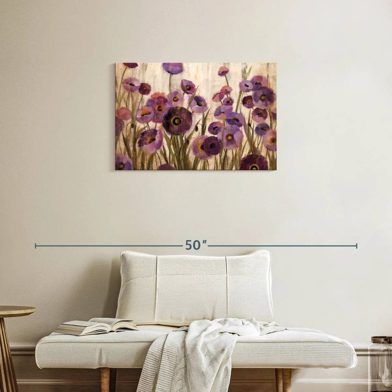 Harnek rose et fleurs mauves, H 20 po x l 30 po