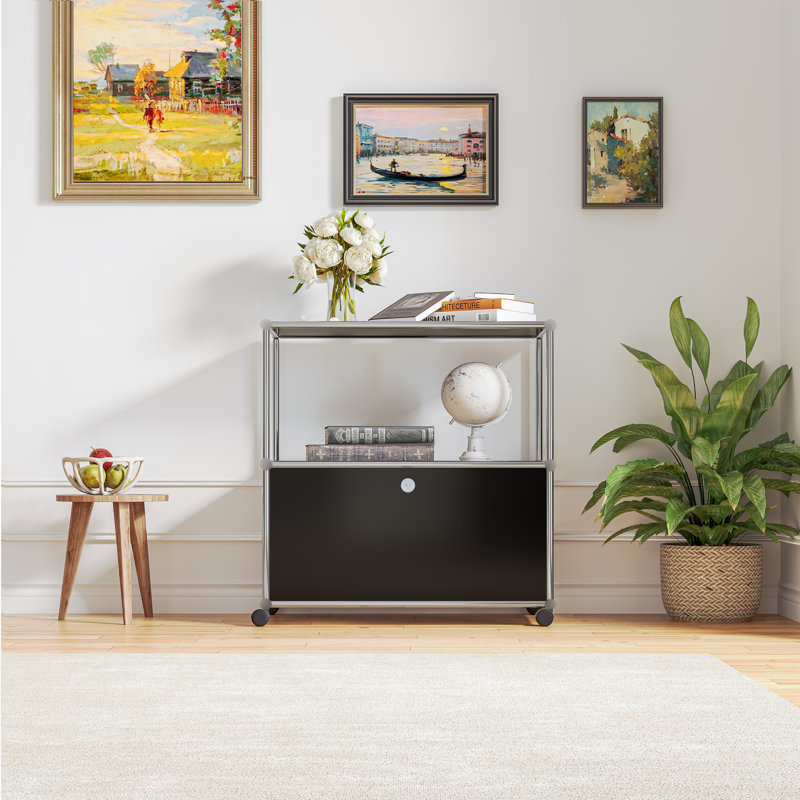 Classeur avec rangement et armoire à roulettes, Noir