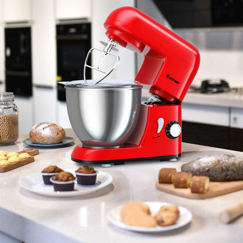 COSTWAY 6 Speed 4L Stand Mixer, Red