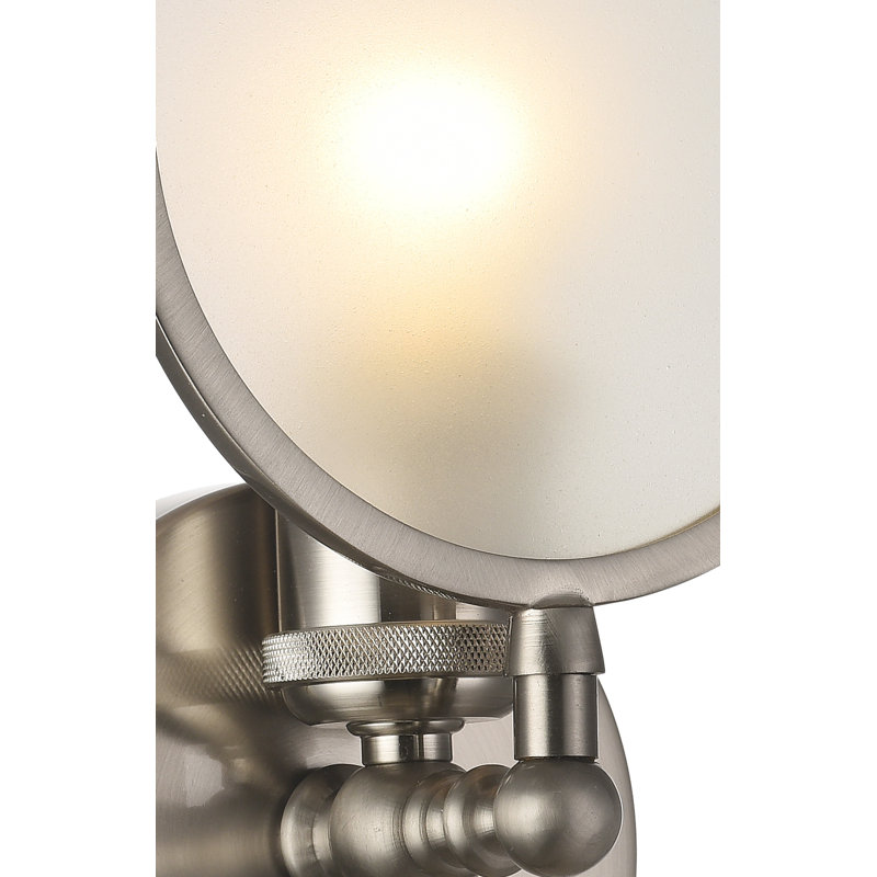 Transitional LED Round Nickel Wall Sconce, Shiny Nickel