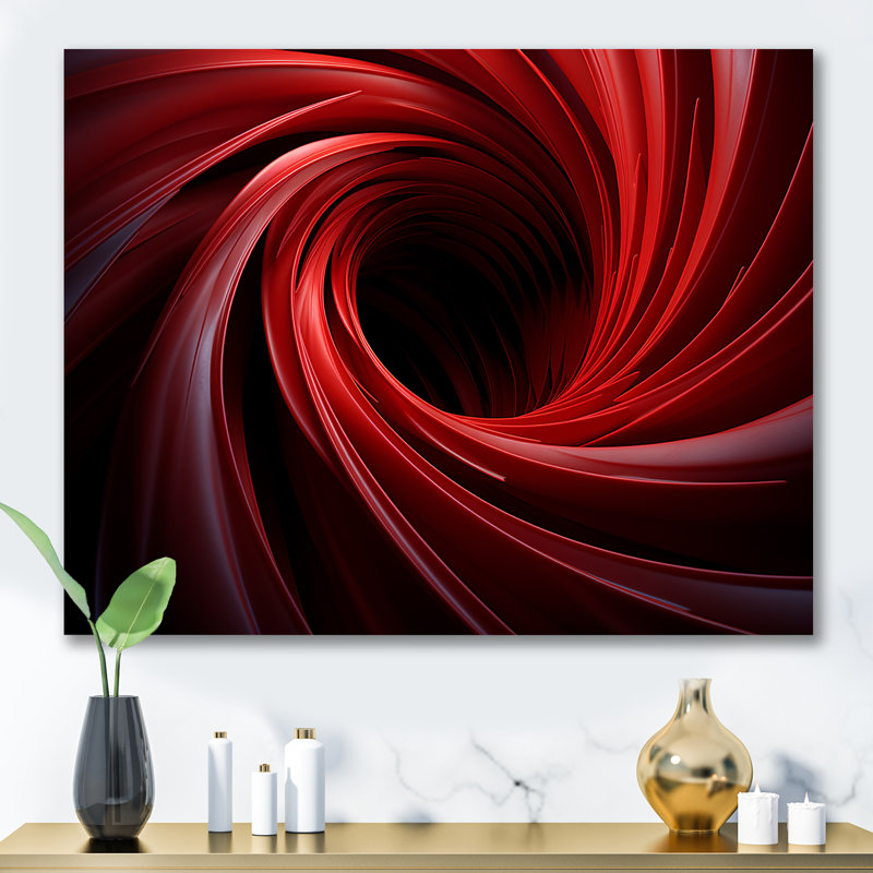 Red Abstract Spiral Dreamscape II - Abstract Spirals Wall Art, 30" H x 40" W x 1.5" D, Wrapped Canvas
