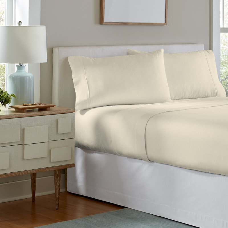 Pointehaven 190 GSM 100% Cotton Flannel Deep Pocket Sheet Set, King Sheet Set + Fitted Sheet + 2 Pillowcases, Ivory