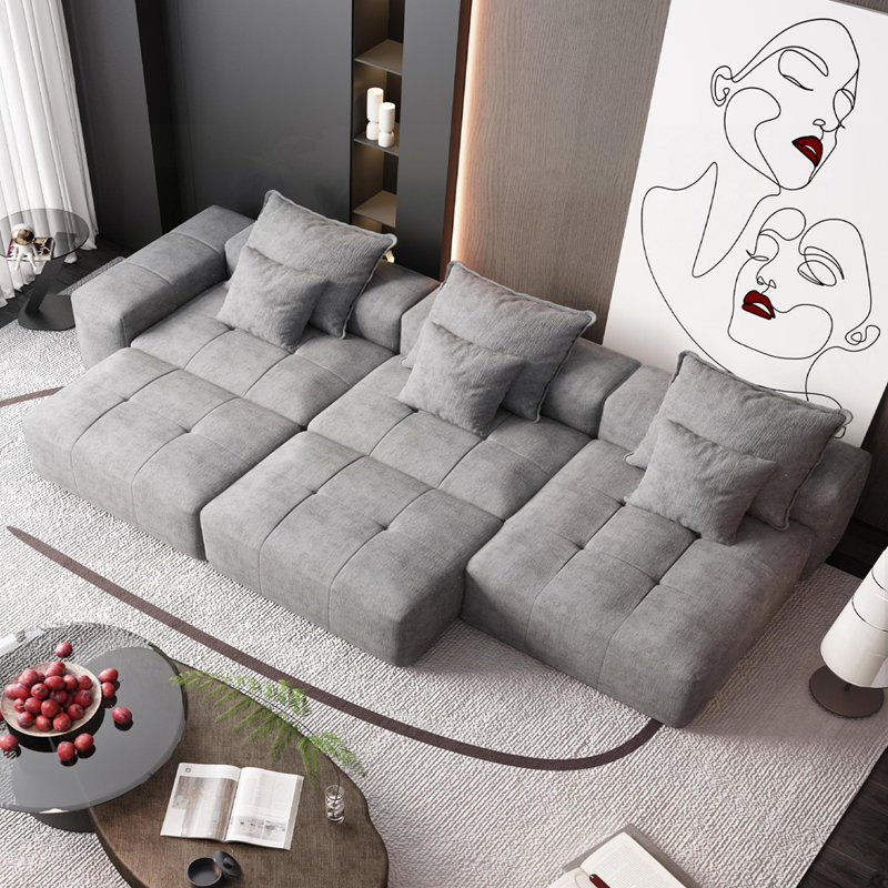 Canapé modulaire surdimensionné désossé surdimensionné avec coussins moelleux et combinaisons multiples, Gris