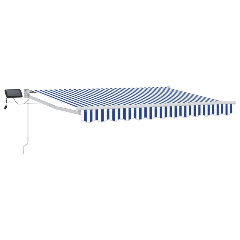 VidaXL Polyester Cover Retractable Patio Awning, 165cm H x 300cm W x 200cm D, Blue/White Striped