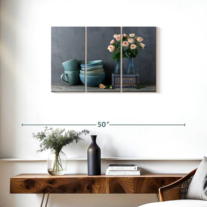Senne Rustic Blue Ceramics, 20" H x 33" W