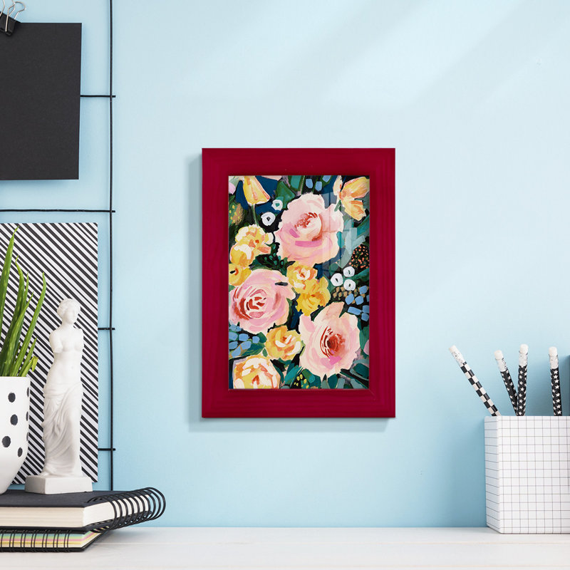 Flower Jumble I, reproduction d'art encadrée, Rouge, H 6 po x l 4 po x P 1 po