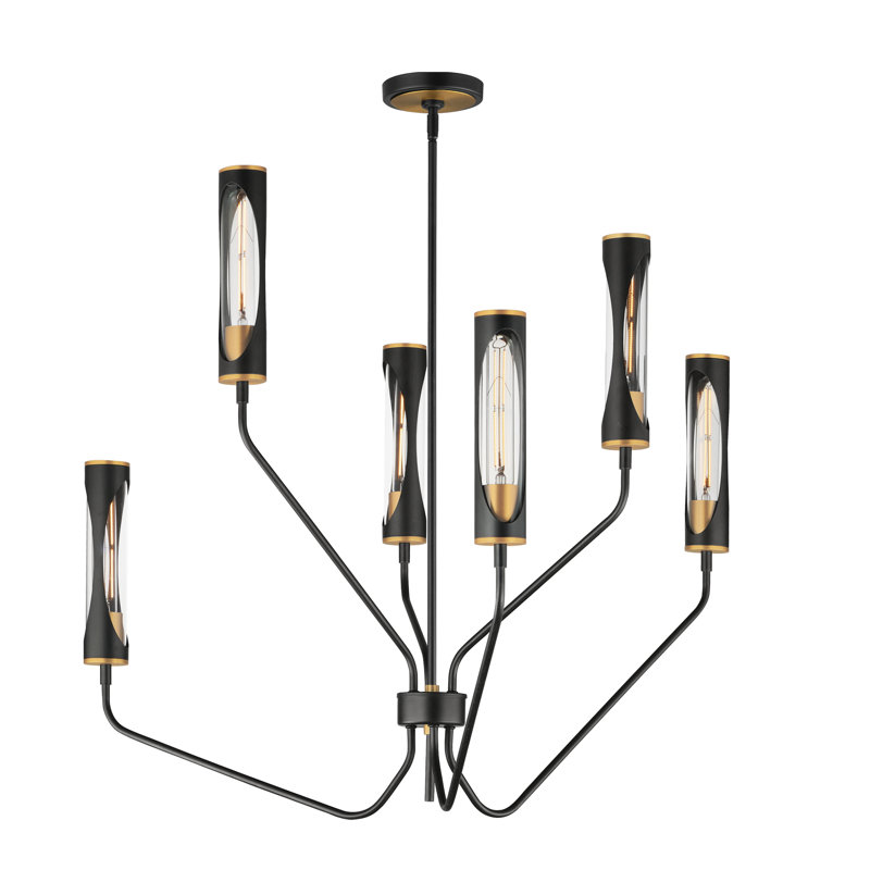 Regent-Multi-Tier Chandelier, Black/Antique Brass