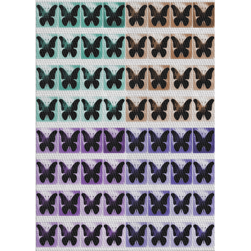 Tapis violet/rouge/vert à motif, Rectangle 5 pi x 7 pi