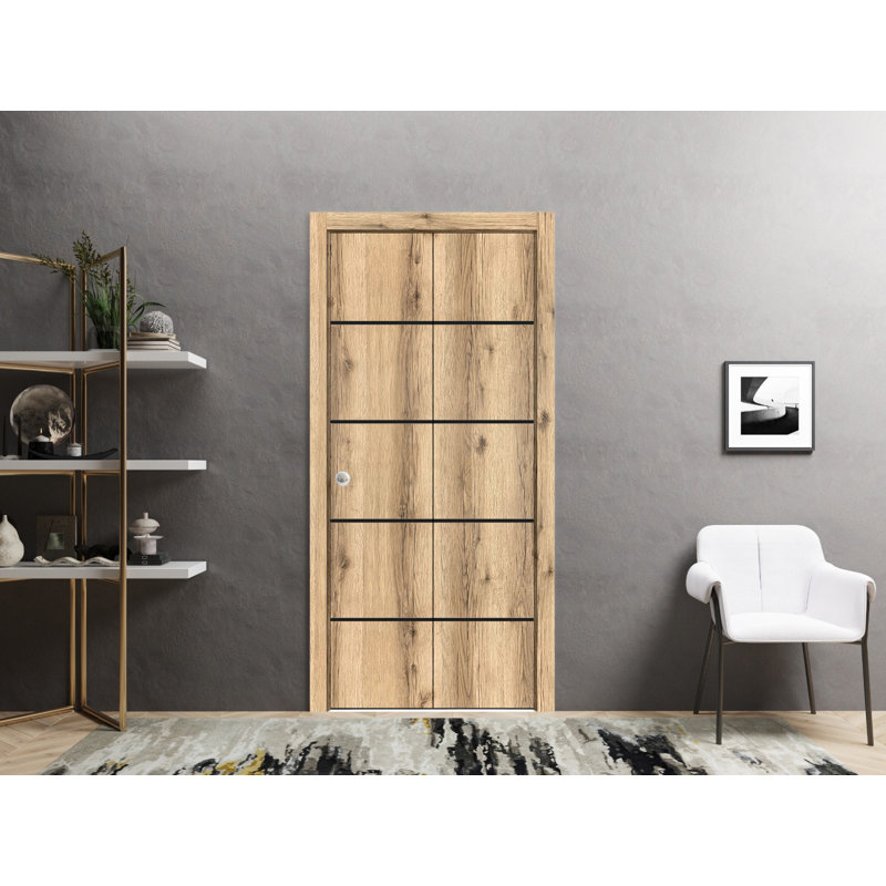 Porte pliante en bois massif massif, Chêne, 36 po x 96 po
