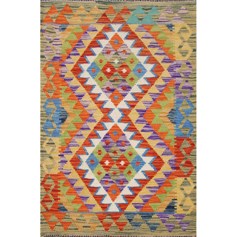 Tapis décoratif géométrique kilim 3 x 4