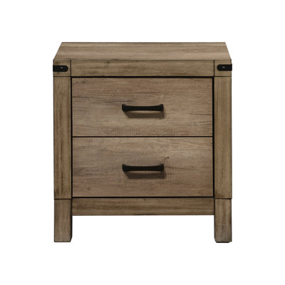 1 table de chevet contemporaine à deux tiroirs avec table de chevet en bois massif et table de bout en mélamine brun rustique