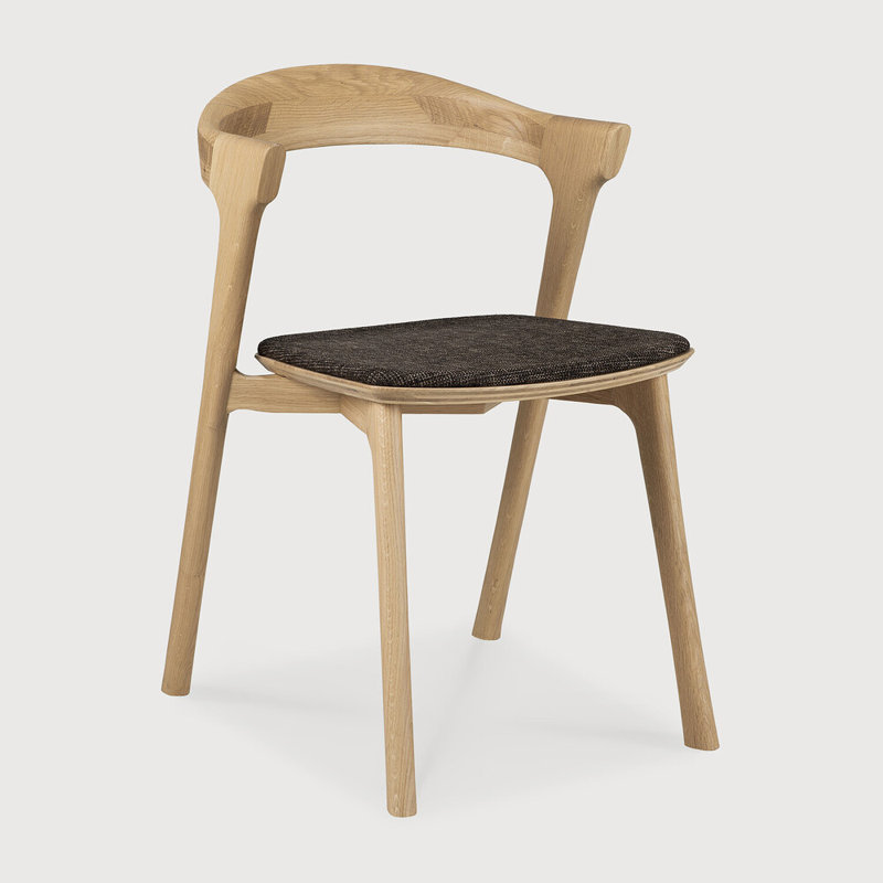 Bok Upholstered Dining Chair, Dark Brown Polyester Blend/Acrylic, Varnished Oak